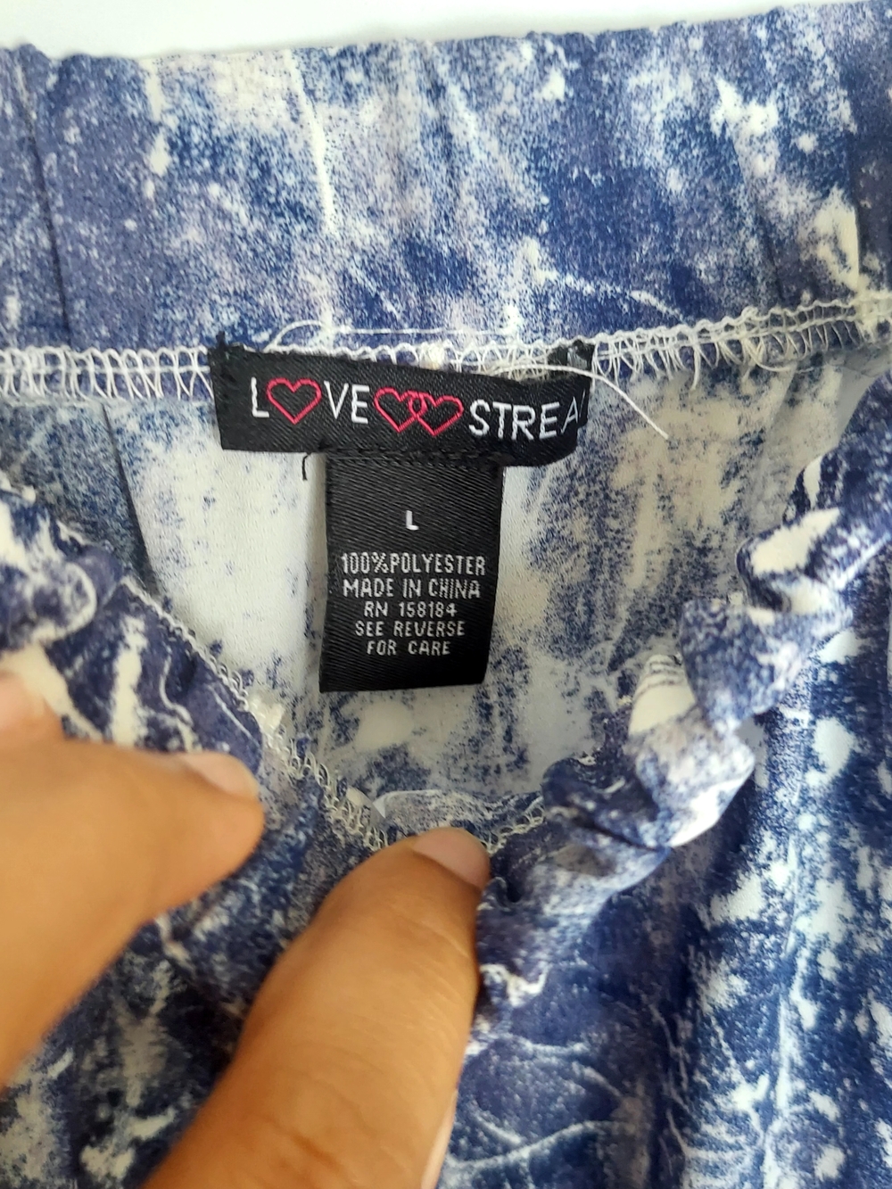 Blue Marble-Print Cold-Shoulder Blouse with Adjustable Straps - Picture 3 of 7